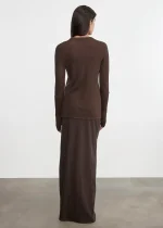 Enza Costa Cashmere Bias Skirt Dark Brown (1)