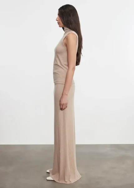 Enza Costa Cashmere Bias Skirt Khaki (2)