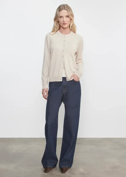 Enza Costa Cashmere Crew Cardigan Sweater (3)