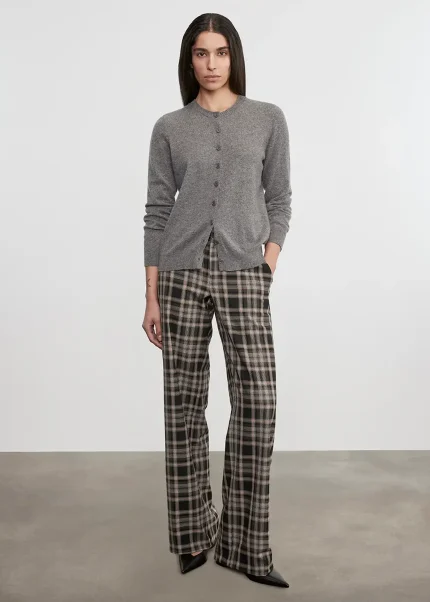 Enza Costa Cashmere Crew Cardigan Sweater Thunder (3)