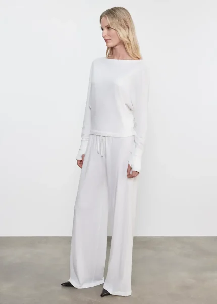 Enza Costa Cashmere Drawcord Pant White (2)