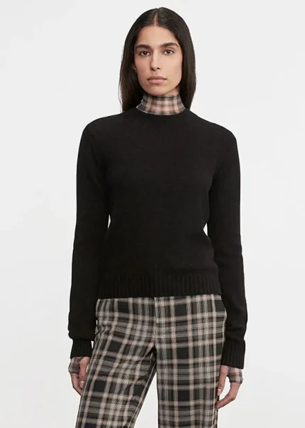 Enza Costa Cashmere Easy LS Crew Sweater Black (4)