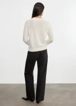 Enza Costa Cashmere Easy LS Crew Sweater Chalk (1)
