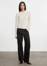 Enza Costa Cashmere Easy LS Crew Sweater Chalk (3)