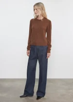 Enza Costa Cashmere Easy LS Crew Sweater Nutmeg (2)