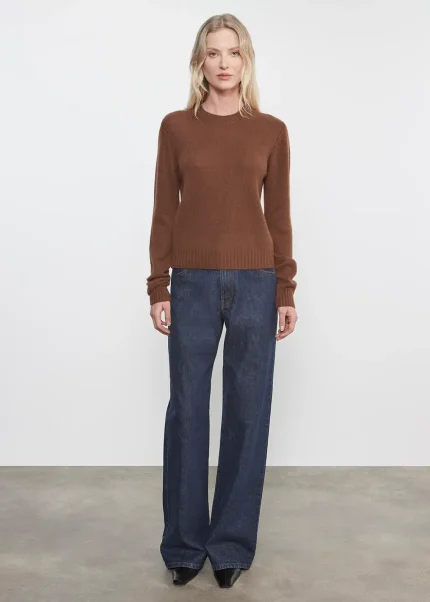 Enza Costa Cashmere Easy LS Crew Sweater Nutmeg (3)