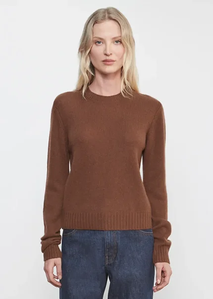 Enza Costa Cashmere Easy LS Crew Sweater Nutmeg (4)
