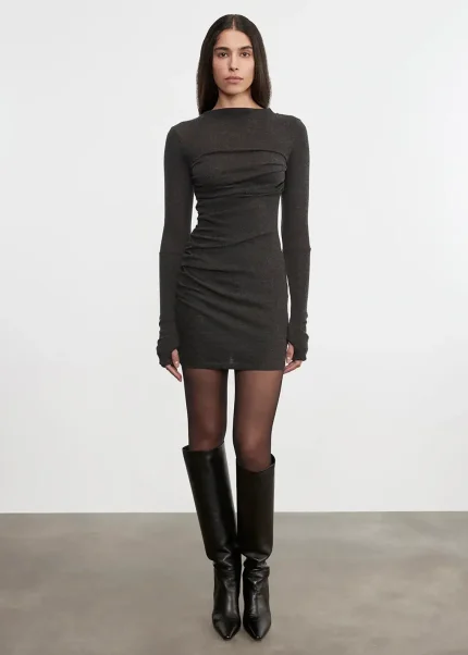 Enza Costa Cashmere Twist Dress Charcoal (4)