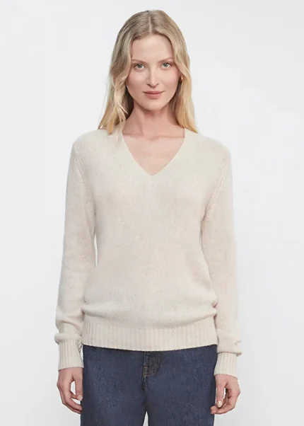 Enza Costa Cashmere V Neck Sweater (4)