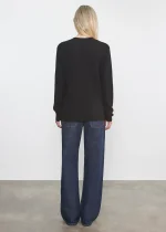 Enza Costa Cashmere V Neck Sweater Black (1)