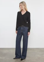 Enza Costa Cashmere V Neck Sweater Black (2)