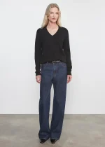 Enza Costa Cashmere V Neck Sweater Black (3)