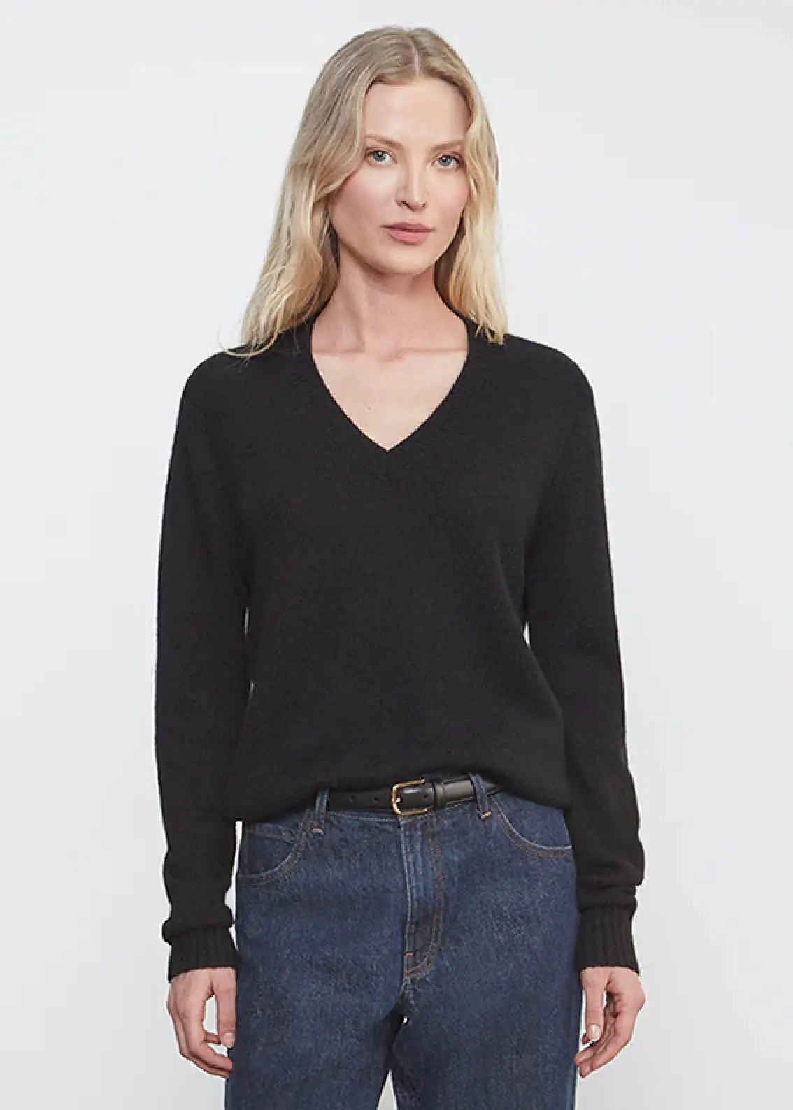 Enza Costa Cashmere V Neck Sweater Black (4) Enza Costa Cashmere V Neck Sweater Black (4)