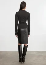 Enza Costa Knee Length Leather Black (1)