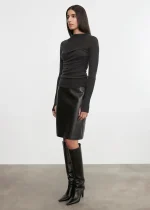 Enza Costa Knee Length Leather Black (2)