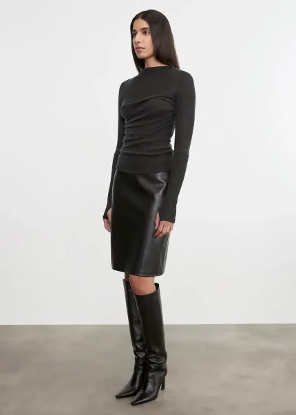 Enza Costa Knee Length Leather Black (2)
