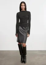 Enza Costa Knee Length Leather Black (3)