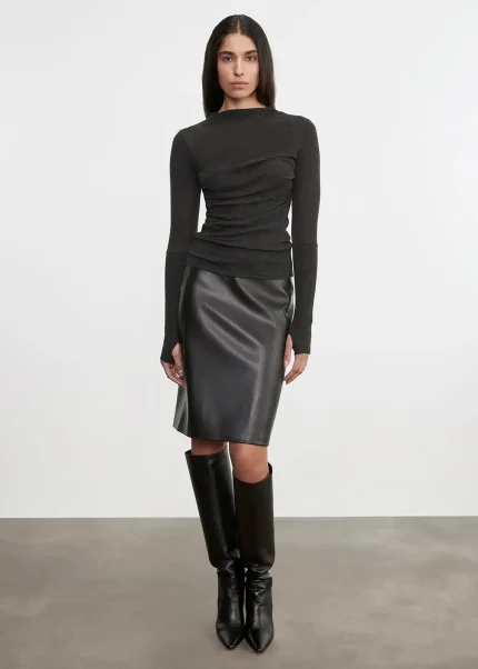 Enza Costa Knee Length Leather Black (3)