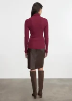 Enza Costa Knee Length Leather Skirt (1)
