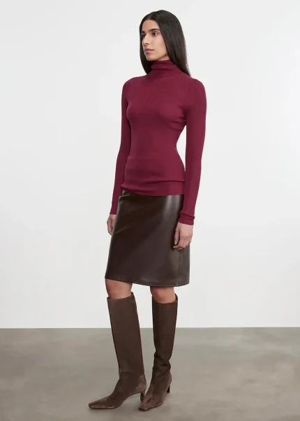 Enza Costa Knee Length Leather Skirt (2)