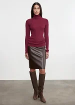 Enza Costa Knee Length Leather Skirt (3)