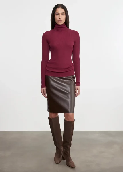 Enza Costa Knee Length Leather Skirt (3)