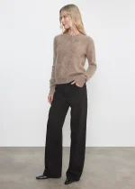 Enza Costa Longhair Cashmere Easy Crew Sweater Walnut (2)