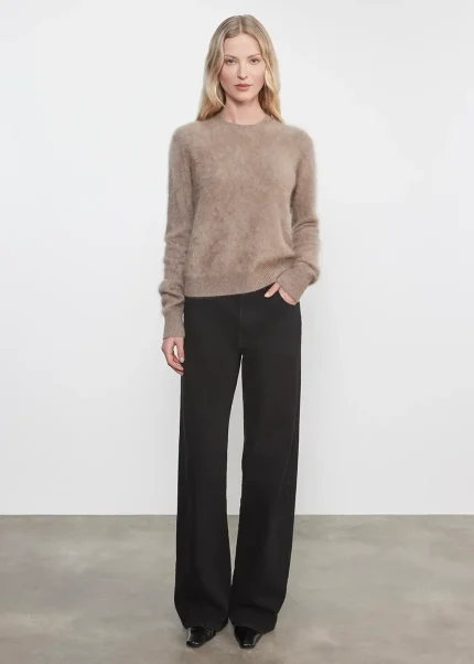 Enza Costa Longhair Cashmere Easy Crew Sweater Walnut (3)