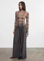 Enza Costa Plaid Mesh LS Turtleneck (2)