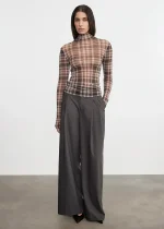 Enza Costa Plaid Mesh LS Turtleneck (3)