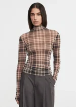 Enza Costa Plaid Mesh LS Turtleneck (4)