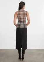Enza Costa Plaid Mesh Sleeveless Twist Top (1)
