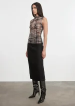 Enza Costa Plaid Mesh Sleeveless Twist Top (2)