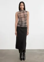 Enza Costa Plaid Mesh Sleeveless Twist Top (3)