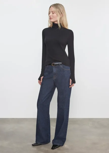 Enza Costa Relaxed Straight Leg Jean Dark Rinse (5)