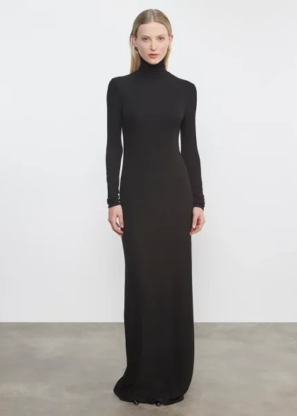 Enza Costa Silk Rib Fluid Turtleneck Dress (2)