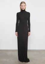 Enza Costa Silk Rib Fluid Turtleneck Dress (3)