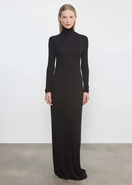 Enza Costa Silk Rib Fluid Turtleneck Dress (3)