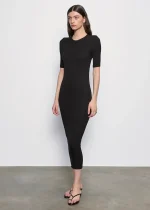 Enza Costa Silk Rib Half Sleeve Midi Dress (1)