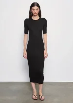 Enza Costa Silk Rib Half Sleeve Midi Dress (2)