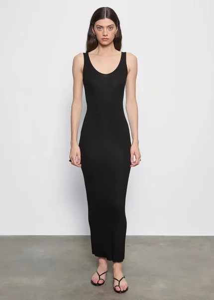 Enza Costa Silk Rib Maxi Dress Black (3)