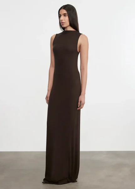 Enza Costa Silk Rib Mockneck Fluid Dress (3)