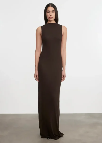 Enza Costa Silk Rib Mockneck Fluid Dress (4)