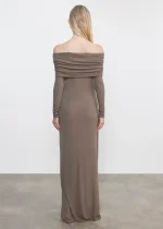 Enza Costa Silk Rib Off Shoulder Fluid Dress (1)