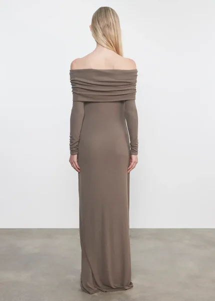 Enza Costa Silk Rib Off Shoulder Fluid Dress (1)