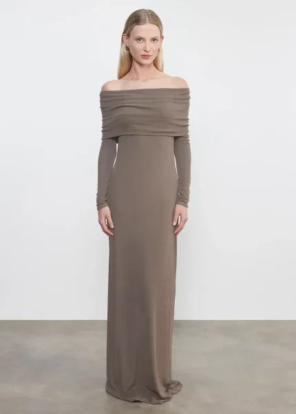 Enza Costa Silk Rib Off Shoulder Fluid Dress (2)
