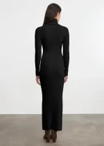 Enza Costa Silk Sweater Rib Ankle Turtleneck Dress (1)