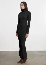 Enza Costa Silk Sweater Rib Ankle Turtleneck Dress (2)