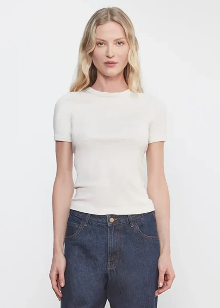 Enza Costa Supima Cotton New Classic SS Tee Alabaster (4)