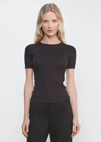 Enza Costa Supima Cotton New Classic SS Tee Black (4)